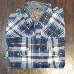 Jach's Girlfriend Large blue plaid pearl snap #94